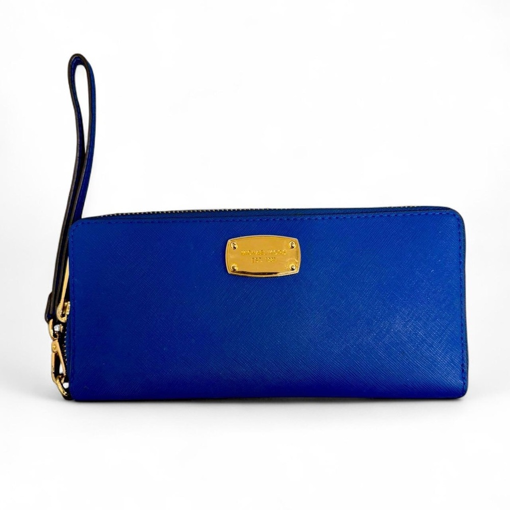 Blue Leather Wristlet Wallet